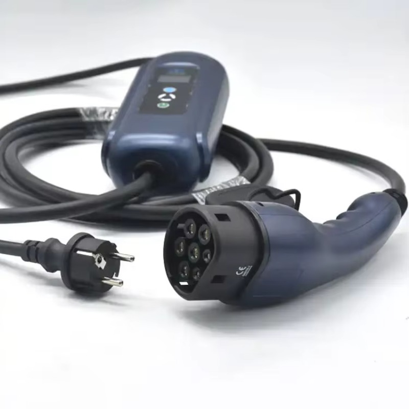 Type 2 Charger - Draagbare elektrische voertuig blauwe besturingskast enkelfazig