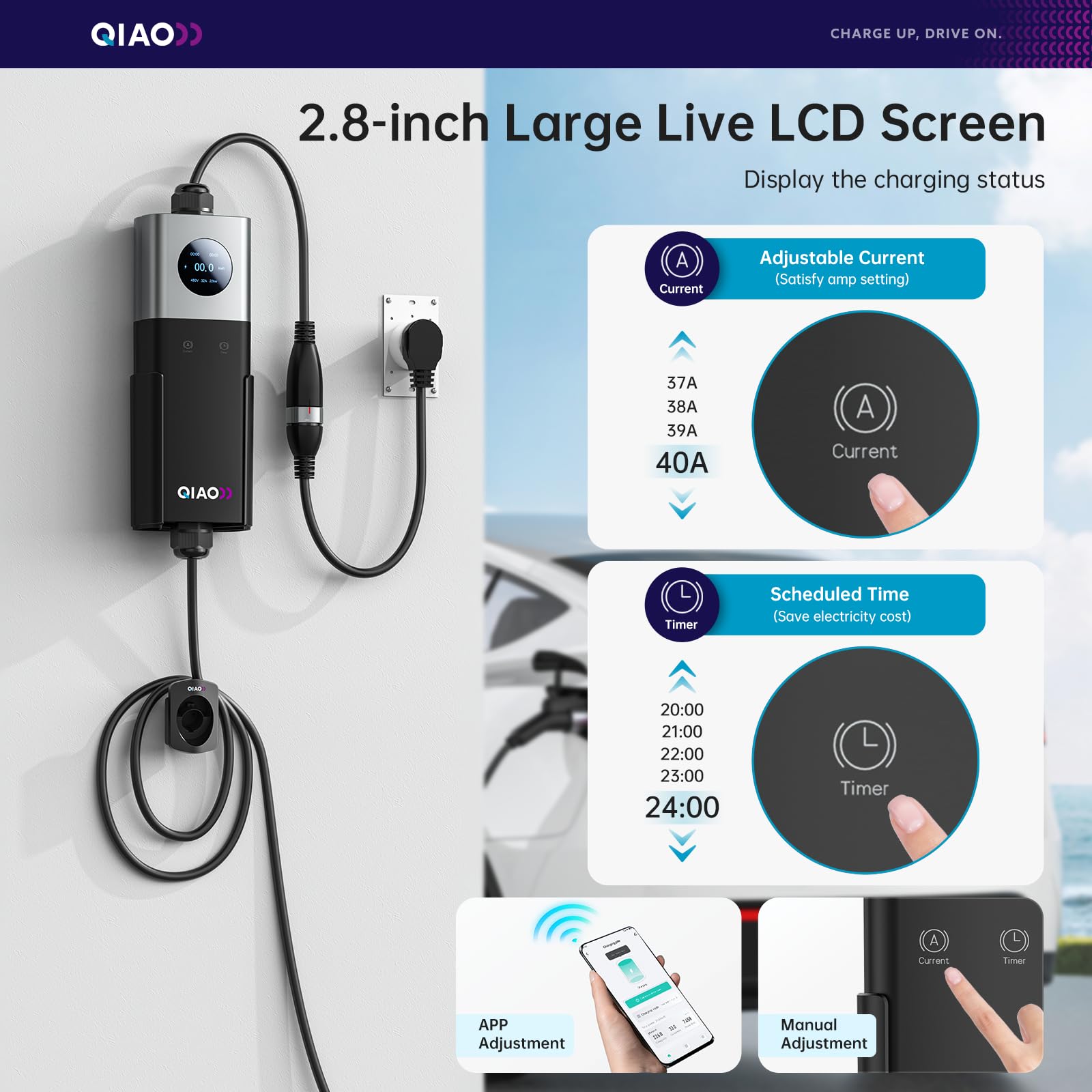 QIAO niveau 2 oplader voor ele - Home Ev Charger recensie en prijs